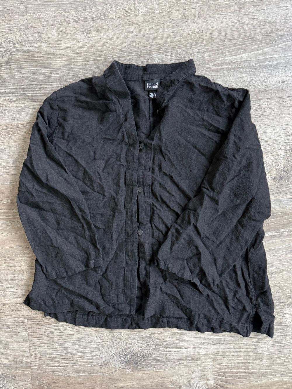 Eileen Fisher Mandarin Collar Button Down Top